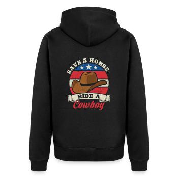 Sauvez un cheval, montez un cow-boy - Spruch - Veste à capuche bio Premium Unisexe - noir - Dos - Nico (187cm)