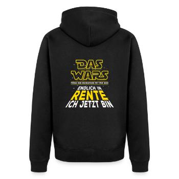Das Wars, Rente, Endlich in Rente ich jetzt bin - Unisex Premium Bio Zip Hoodie - Schwarz - Hinten - Nico (187cm)
