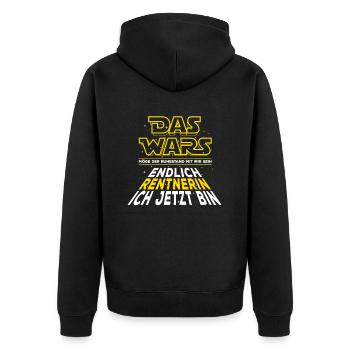 Das Wars, Rente, Endlich Rentnerin ich jetzt bin - Unisex Premium Bio Zip Hoodie - Schwarz - Hinten - Nico (187cm)