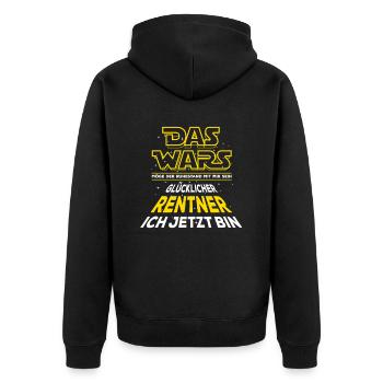 Das Wars - Rente - Glücklicher Rentner - Spruch - Unisex Premium Bio Zip Hoodie - Schwarz - Hinten - Nico (187cm)