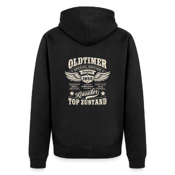 Oldtimer Baujahr 1956 - Geburtstag - Geschenk - Unisex Premium Bio Zip Hoodie - Schwarz - Hinten - Nico (187cm)