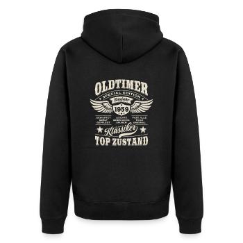 Oldtimer Baujahr 1959 - Geburtstag - Geschenk - Unisex Premium Bio Zip Hoodie - Schwarz - Hinten - Nico (187cm)