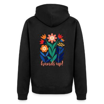 Blumen - Frühling - Sommer - Blüten - Unisex Premium Bio Zip Hoodie - Schwarz - Hinten - Nico (187cm)
