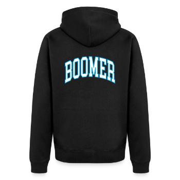 Boomer - Unisex Premium Bio Zip Hoodie - Schwarz - Hinten - Nico (187cm)