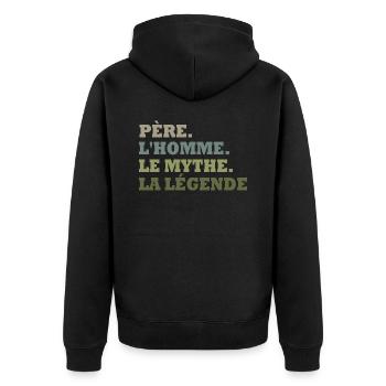 Cadeau pour Père l'homme, le mythe, la légende. - Veste à capuche bio Premium Unisexe - noir - Dos - Nico (187cm)