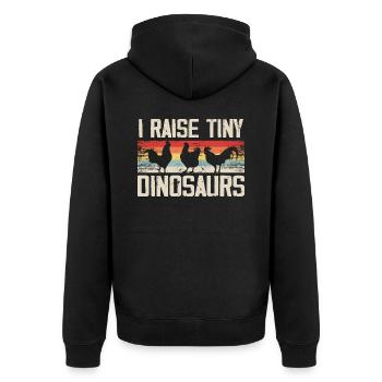 I Raise Tiny Dinosaurs Vintage Retro Chicken - Unisex Premium Organic Zip Hoodie - black - Back - Nico (187cm)