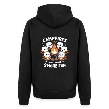 Campfires Make Camping Smore Fun - Unisex Premium Organic Zip Hoodie - black - Back - Nico (187cm)