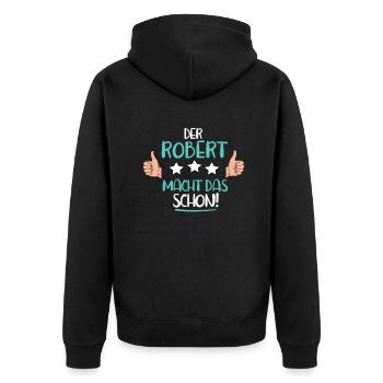 Lustiges Robert vorname Geschenk - Unisex Premium Bio Zip Hoodie - Schwarz - Hinten - Nico (187cm)