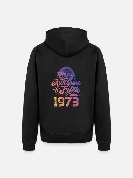 1973 awesome fresh - Unisex Premium Organic Zip Hoodie - black
