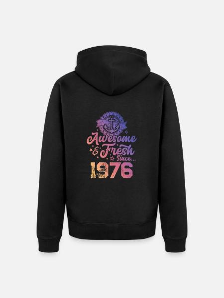 1976 awesome fresh - Unisex Premium Bio Zip Hoodie - Schwarz