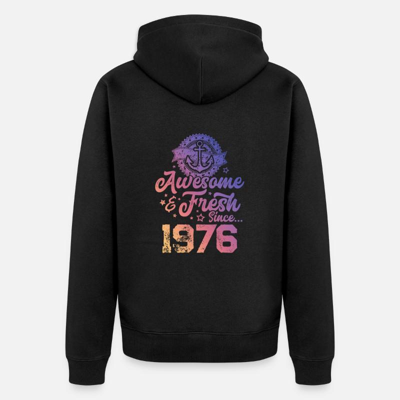 1976 awesome fresh - Unisex Premium Bio Zip Hoodie - Schwarz