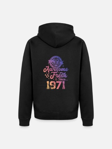 1971 awesome fresh - Unisex Premium Organic Zip Hoodie - black