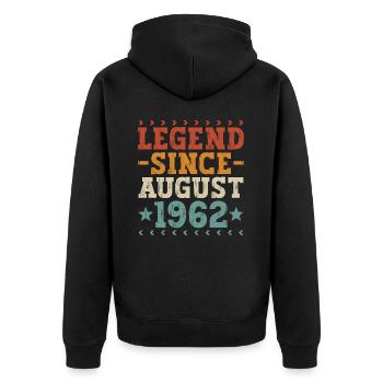 Légende Août 1962 Vintage Vintage Anniversaire - Veste à capuche bio Premium Unisexe - noir - Dos - Nico (187cm)