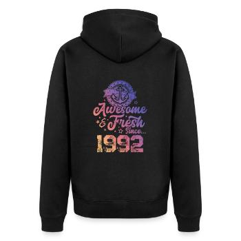 1992 awesome fresh - Unisex Premium Organic Zip Hoodie - black - Back - Nico (187cm)