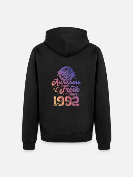 1992 awesome fresh - Unisex Premium Organic Zip Hoodie - black