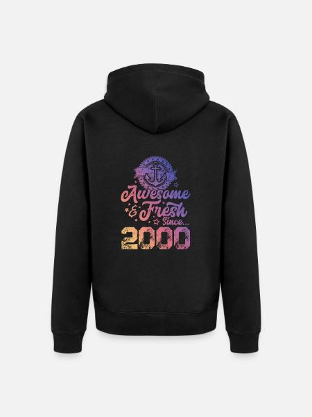 2000 awesome fresh - Unisex Premium Bio Zip Hoodie - Schwarz