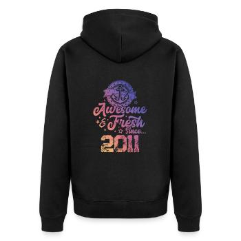 2011 awesome fresh - Unisex Premium Bio Zip Hoodie - Schwarz - Hinten - Nico (187cm)