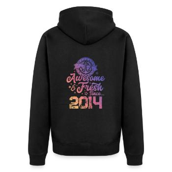 2014 awesome fresh - Unisex Premium Bio Zip Hoodie - Schwarz - Hinten - Nico (187cm)