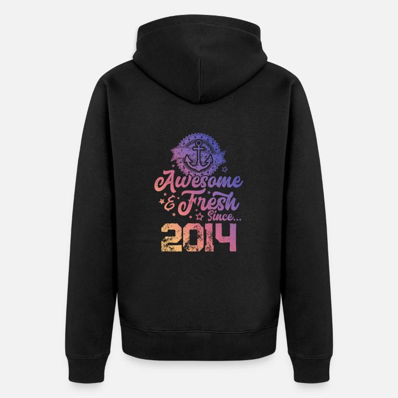 2014 awesome fresh - Unisex Premium Bio Zip Hoodie - Schwarz