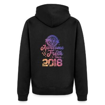 2018 awesome fresh - Unisex Premium Organic Zip Hoodie - black - Back - Nico (187cm)