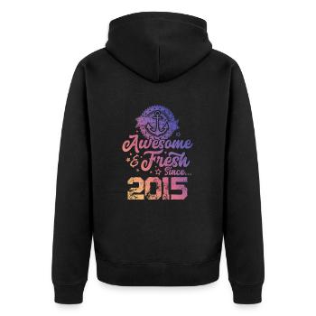 2015 awesome fresh - Unisex Premium Organic Zip Hoodie - black - Back - Nico (187cm)