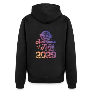 2029 awesome fresh - Unisex Premium Organic Zip Hoodie - black - Back - Nico (187cm)