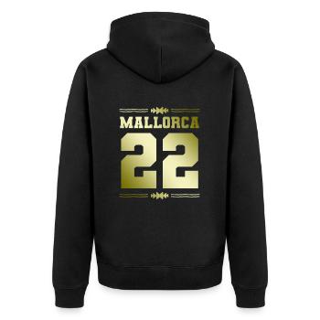 Mallorca 22 - Unisex Premium Bio Zip Hoodie - Schwarz - Hinten - Nico (187cm)