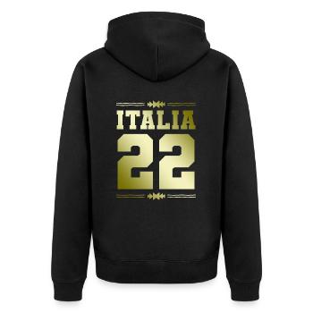 Italia 22 - Unisex Premium Bio Zip Hoodie - Schwarz - Hinten - Nico (187cm)