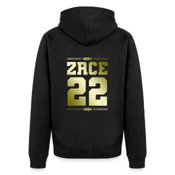 Zrce 22 - Unisex Premium Bio Zip Hoodie - Schwarz - Hinten - Nico (187cm)