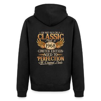 Vintage 1968 Vintage Retro Birthday Gift - Unisex Premium Organic Zip Hoodie - black - Back - Nico (187cm)
