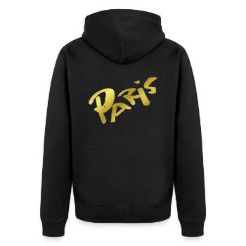 Paris - Unisex Premium Bio Zip Hoodie - Schwarz - Hinten - Nico (187cm)