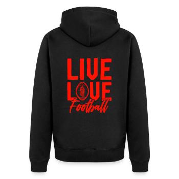 leben lieben football - Unisex Premium Bio Zip Hoodie - Schwarz - Hinten - Nico (187cm)
