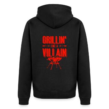 grill funny saying - Unisex Premium Organic Zip Hoodie - black - Back - Nico (187cm)