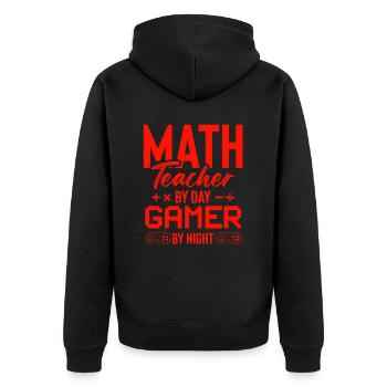 math teacher and gamer - Unisex Premium Organic Zip Hoodie - black - Back - Nico (187cm)