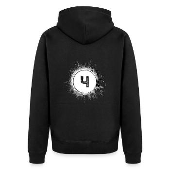 4 Zahl Klecks - Unisex Premium Bio Zip Hoodie - Schwarz - Hinten - Nico (187cm)