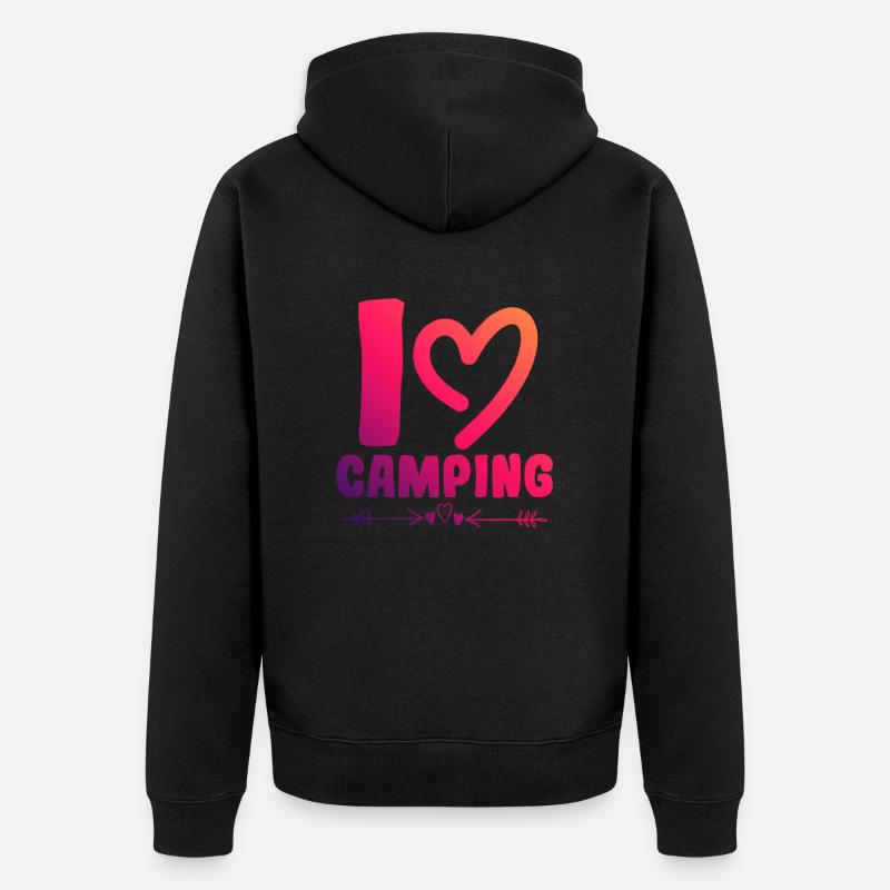 J’adore le camping - Veste à capuche bio Premium Unisexe - noir