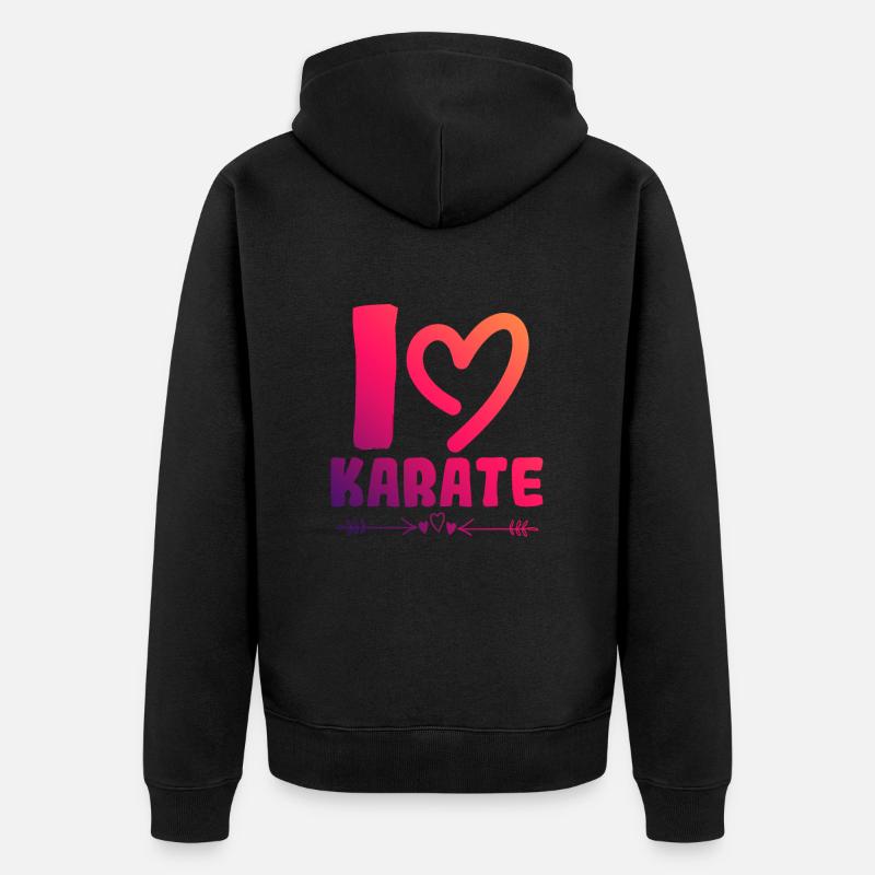 Ich liebe Karate - Unisex Premium Bio Zip Hoodie - Schwarz