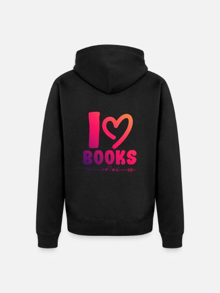 Ich liebe Bücher - Unisex Premium Bio Zip Hoodie - Schwarz