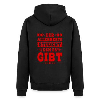 Allerbester Student - Unisex Premium Bio Zip Hoodie - Schwarz - Hinten - Nico (187cm)