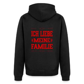 Ich Liebe Meine Familie - Unisex Premium Bio Zip Hoodie - Schwarz - Hinten - Nico (187cm)