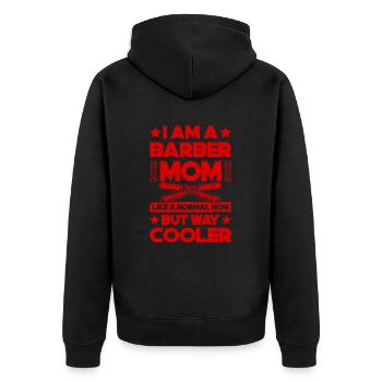 Barber Mom - Unisex Premium Bio Zip Hoodie - Schwarz - Hinten - Nico (187cm)