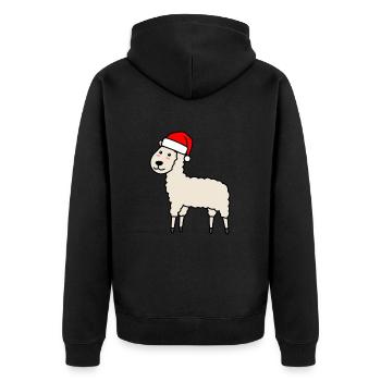 Alpaka Comic Weihnachten Xmas - Unisex Premium Bio Zip Hoodie - Schwarz - Hinten - Nico (187cm)