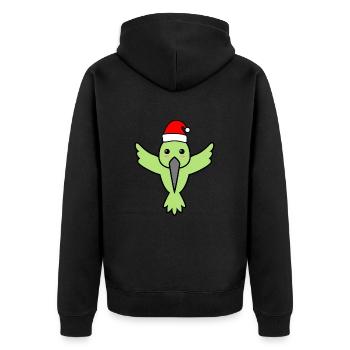 Kolibri Comic Weihnachten Xmas - Unisex Premium Bio Zip Hoodie - Schwarz - Hinten - Nico (187cm)