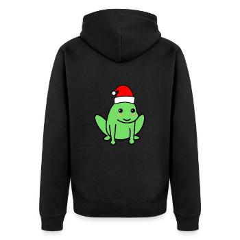 Frog Comic Christmas Xmas - Unisex Premium Organic Zip Hoodie - black - Back - Nico (187cm)