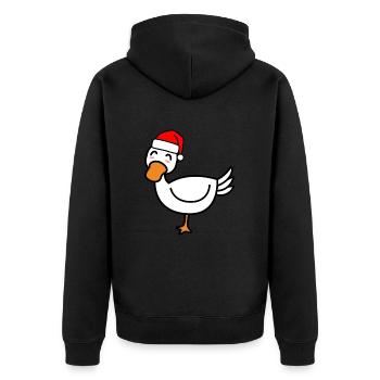 Ente Comic Weihnachten Xmas - Unisex Premium Bio Zip Hoodie - Schwarz - Hinten - Nico (187cm)