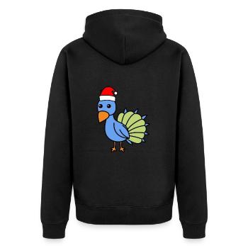 Pfau Comic Weihnachten Xmas - Unisex Premium Bio Zip Hoodie - Schwarz - Hinten - Nico (187cm)