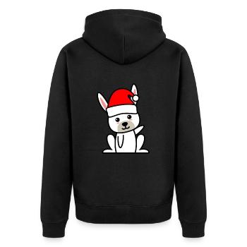 Hase Comic Weihnachten Xmas - Unisex Premium Bio Zip Hoodie - Schwarz - Hinten - Nico (187cm)