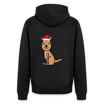 Känguru Comic Weihnachten Xmas - Unisex Premium Bio Zip Hoodie - Schwarz - Hinten - Nico (187cm)