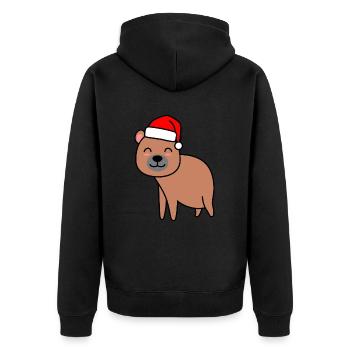 Bär Comic Weihnachten Xmas - Unisex Premium Bio Zip Hoodie - Schwarz - Hinten - Nico (187cm)