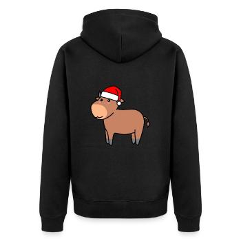 Stier Comic Weihnachten Xmas - Unisex Premium Bio Zip Hoodie - Schwarz - Hinten - Nico (187cm)
